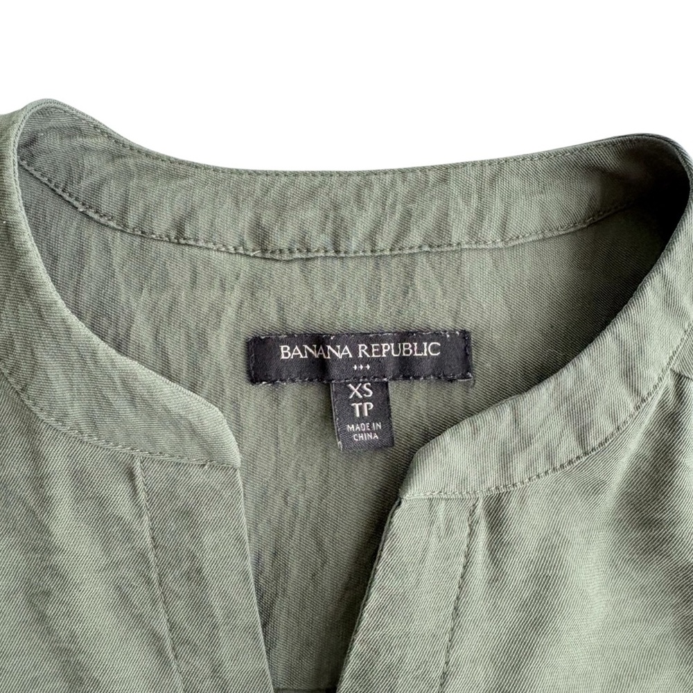 Banana Republic Button-Down Long Sleeve Maxi Kaftan Dress in Olive Green XS Tall - Picture 8 of 9